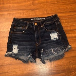 American Eagle high waisted dark wash denim shorts